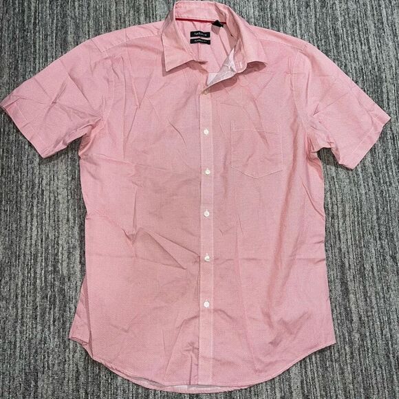 Van Heusen Other - Van Heusen Mens Large Classic Fit Button Front Shirt Red White Diamond Pattern‎
